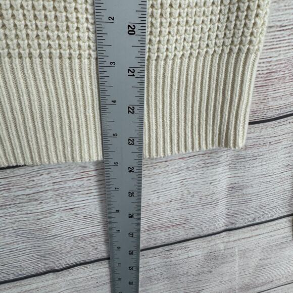 Columbia Waffle Knit Fair‎ Isle Mock Wool Blend Sweater Women's M Cream/Black - Picture 11 of 11